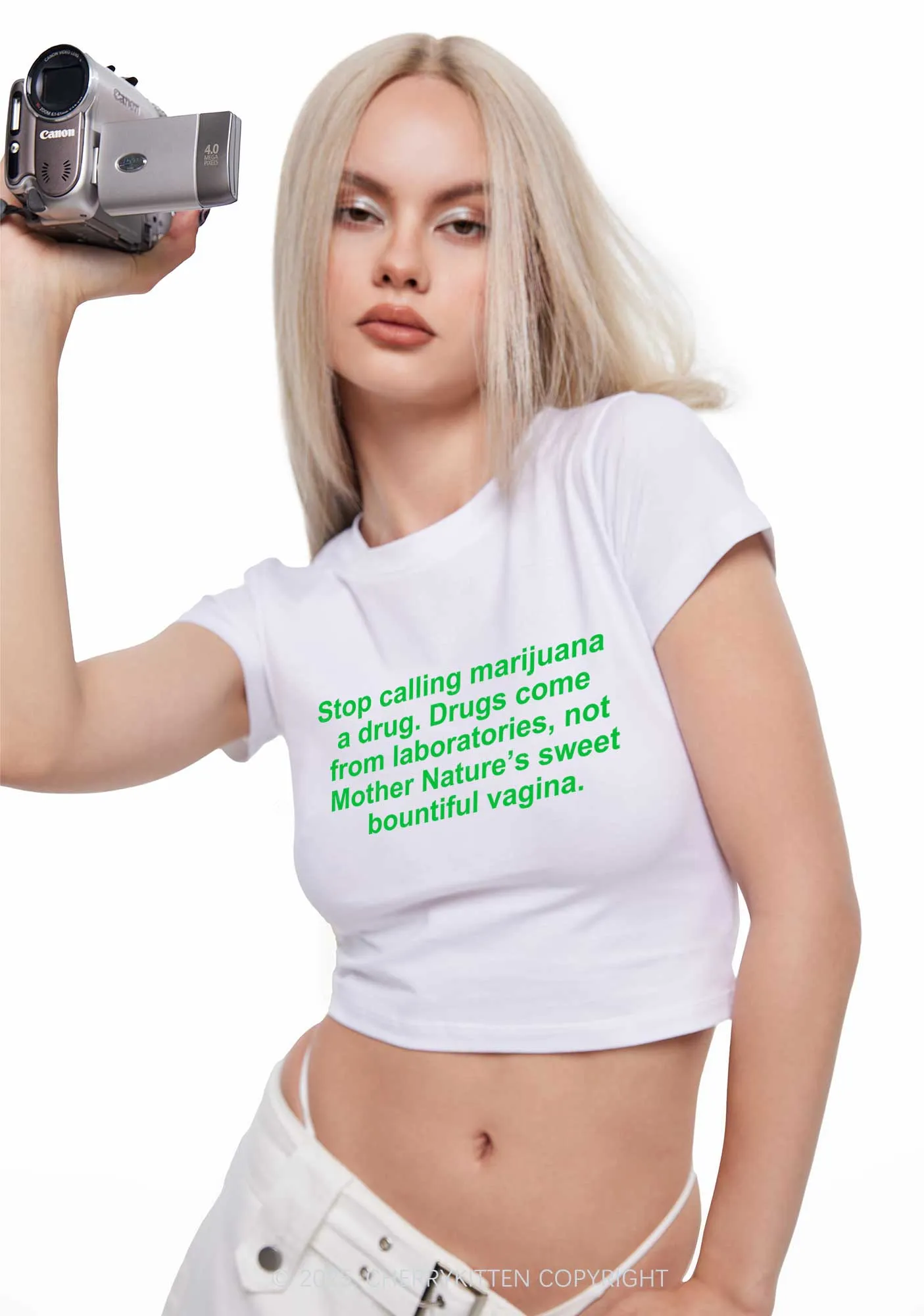 Drxgs Come From Lab Y2K Baby Tee Cherrykitten
