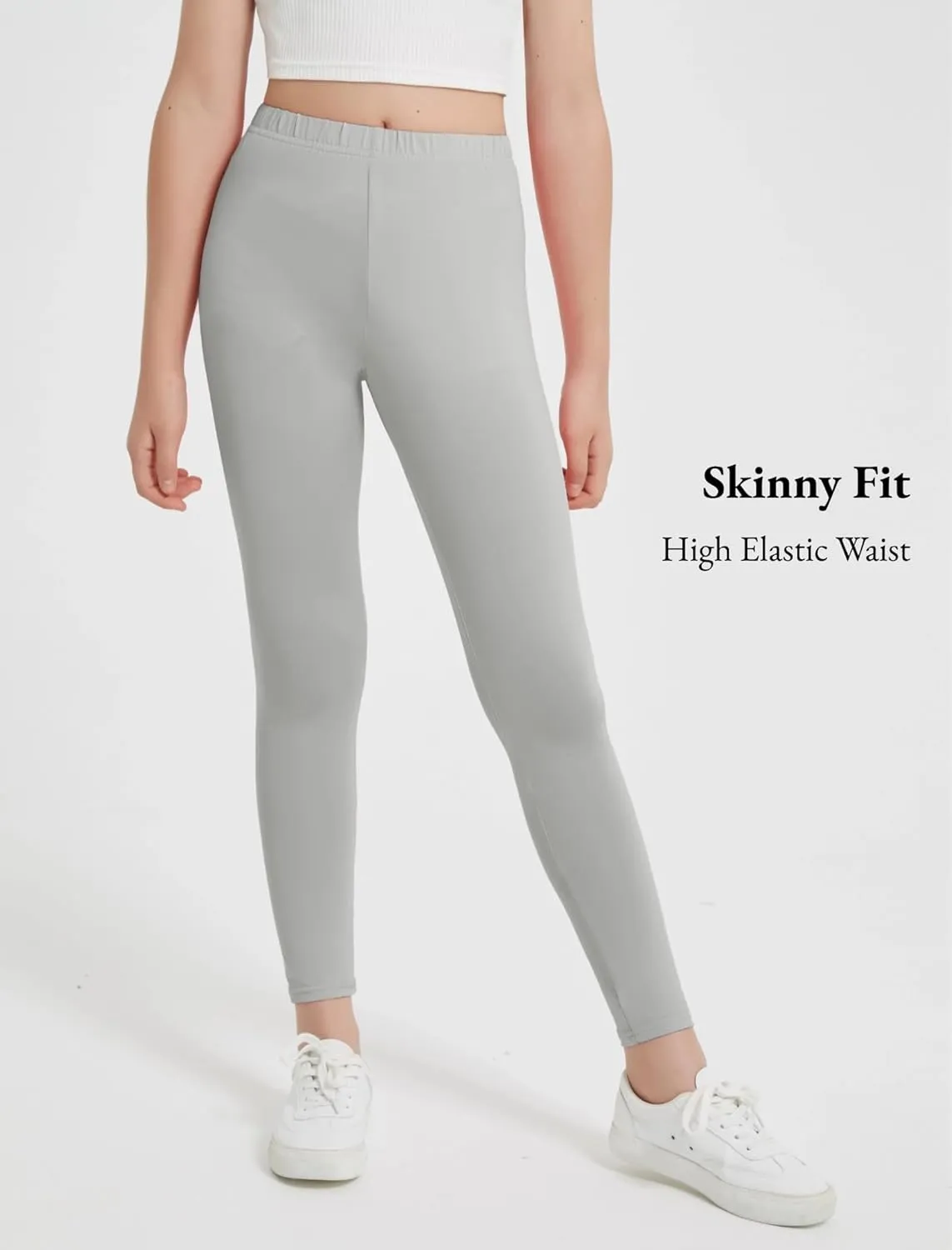 EXARUS Girls Leggings Skinny/Flare Yoga Pants Lightweight Flat/Crossover Waist Multipack Dance High Waisted Soft 6-14Y