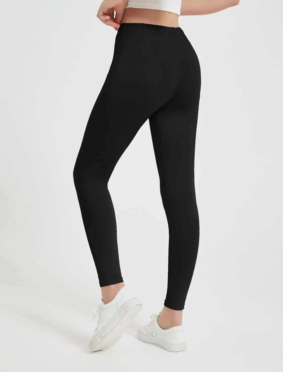 EXARUS Girls Leggings Skinny/Flare Yoga Pants Lightweight Flat/Crossover Waist Multipack Dance High Waisted Soft 6-14Y