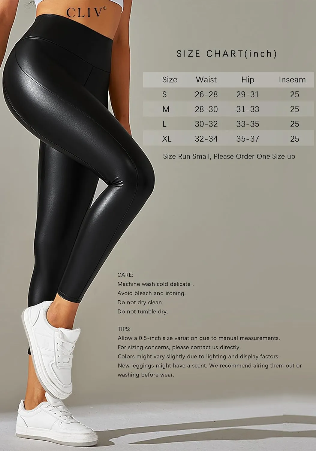 Faux Leather Leggings for Women Stretch High Waisted Leather Pants Tummy Control