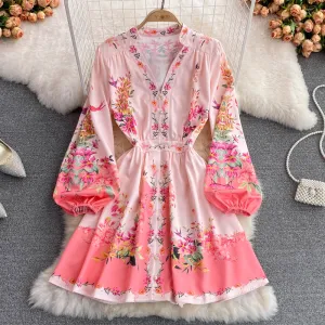 Fiona long sleeves floral print Vintage dress