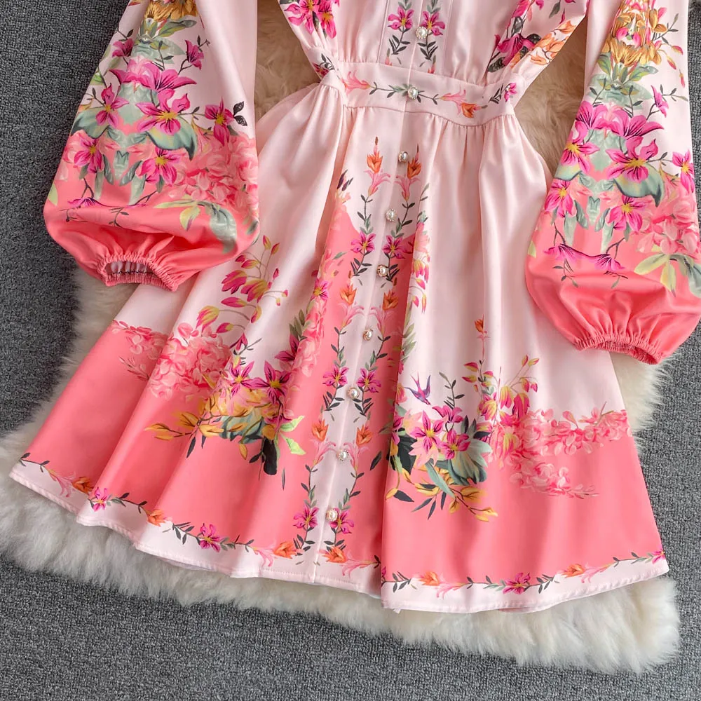 Fiona long sleeves floral print Vintage dress