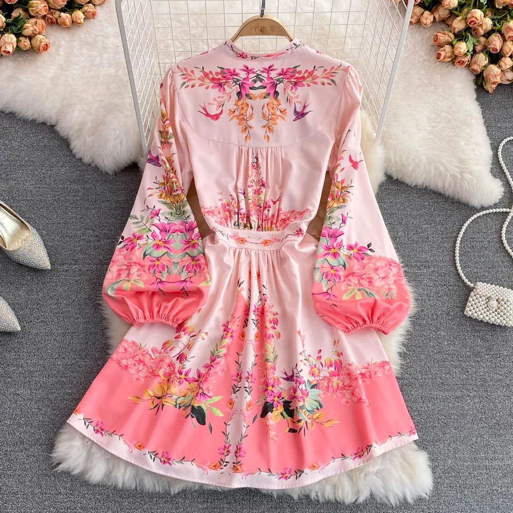 Fiona long sleeves floral print Vintage dress