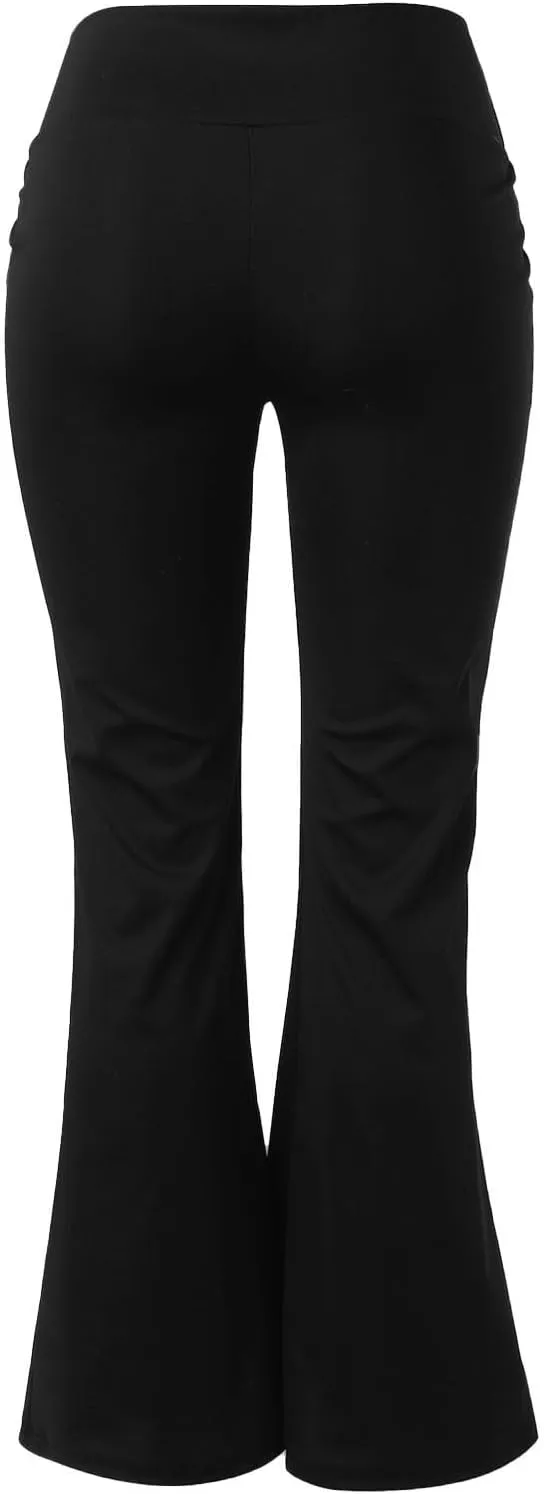 Flared Leggings for Women Trendy High Waist Tummy Control Yoga Pants Casual Comfy Gym Workout Trousers with Pockets