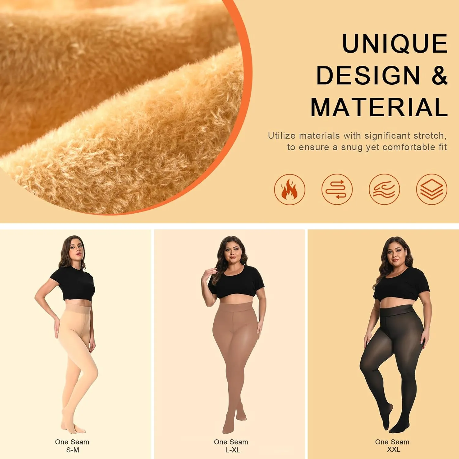 Fleece Lined Tights Women, Fake Translucent Thermal Winter Warm Fleece Tights, Sheer Thick Pantyhose Leggings for Women