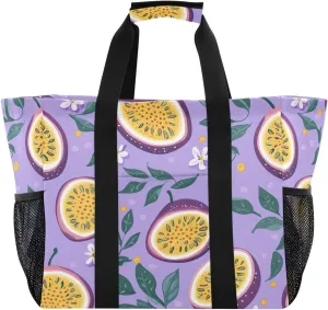 Fresh Passion Fruit Large Beach Bags for Women & Men,Waterproof Sandproof Beach Tote Swim Pool Bag for Pool Gym Grocery Travel