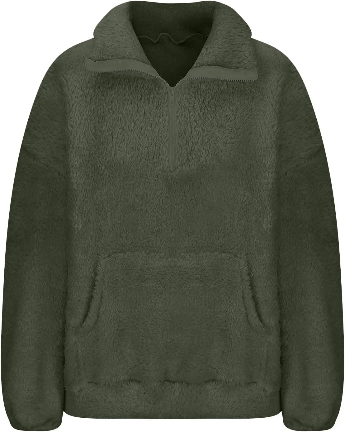 Fuzzy Fleece Sweatshirt For Women Casual Loose Half Zip Up Sherpa Pullover Sweater Warm Fall Winter Outfits