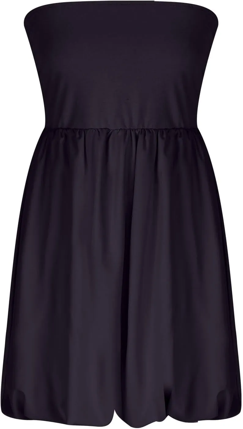 FZYLQY Women's Tube Top Dress 2025 Summer Casual Smocked A Line Sundress Trendy Strapless Bubble Short Mini Dresses