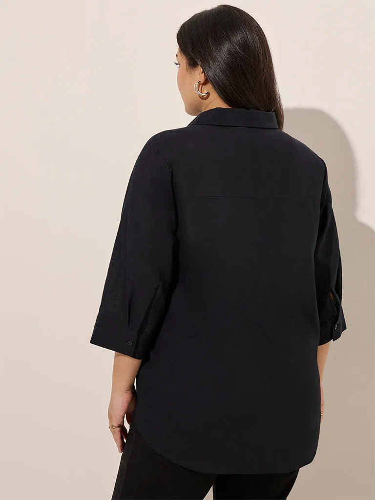 Gia Black Diamante Embellished Cotton Shirt