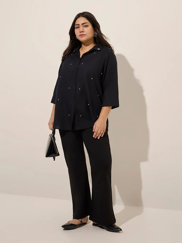 Gia Black Diamante Embellished Cotton Shirt