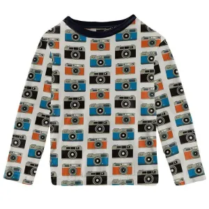 Girl's Print Bamboo Long Sleeve Tailored Fit Graphic Tee Shirt - Mom's Camera