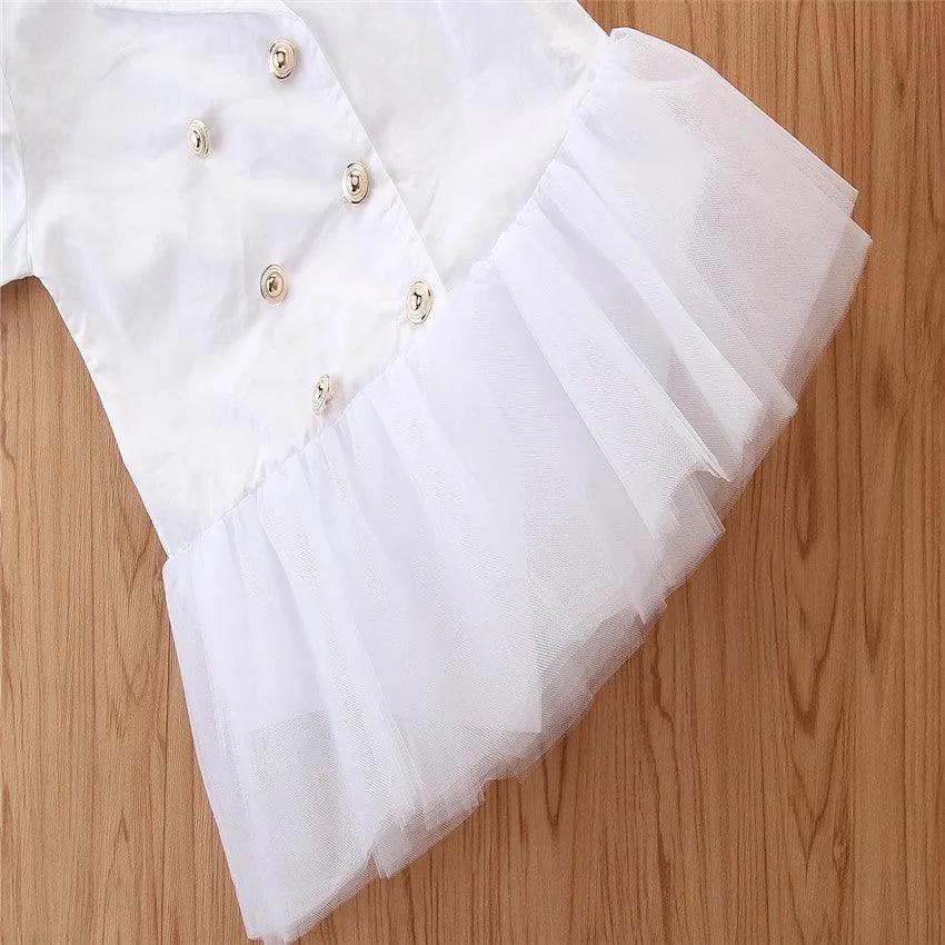 Girls Solid Long Sleeve Splicing Tulle Coats Wholesale
