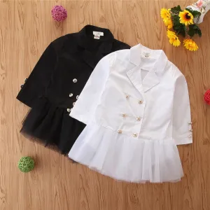 Girls Solid Long Sleeve Splicing Tulle Coats Wholesale