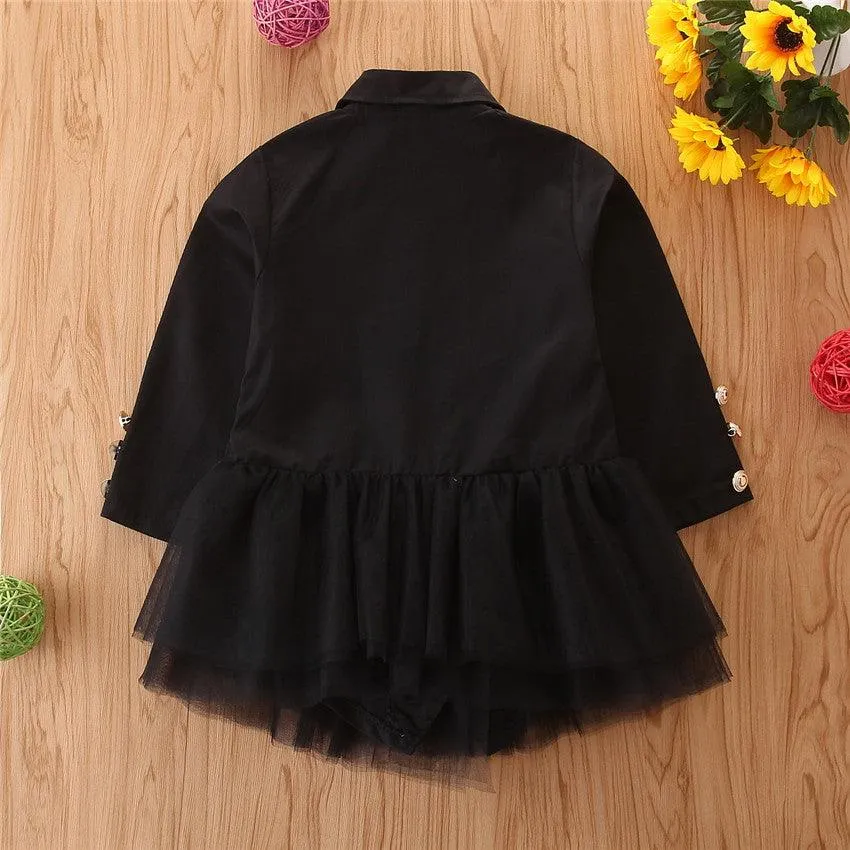 Girls Solid Long Sleeve Splicing Tulle Coats Wholesale