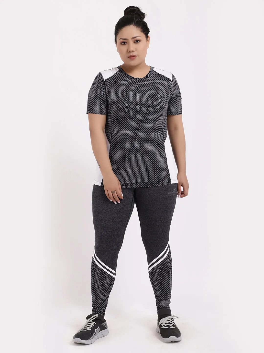 Grey Melange Print Style Diva Leggings