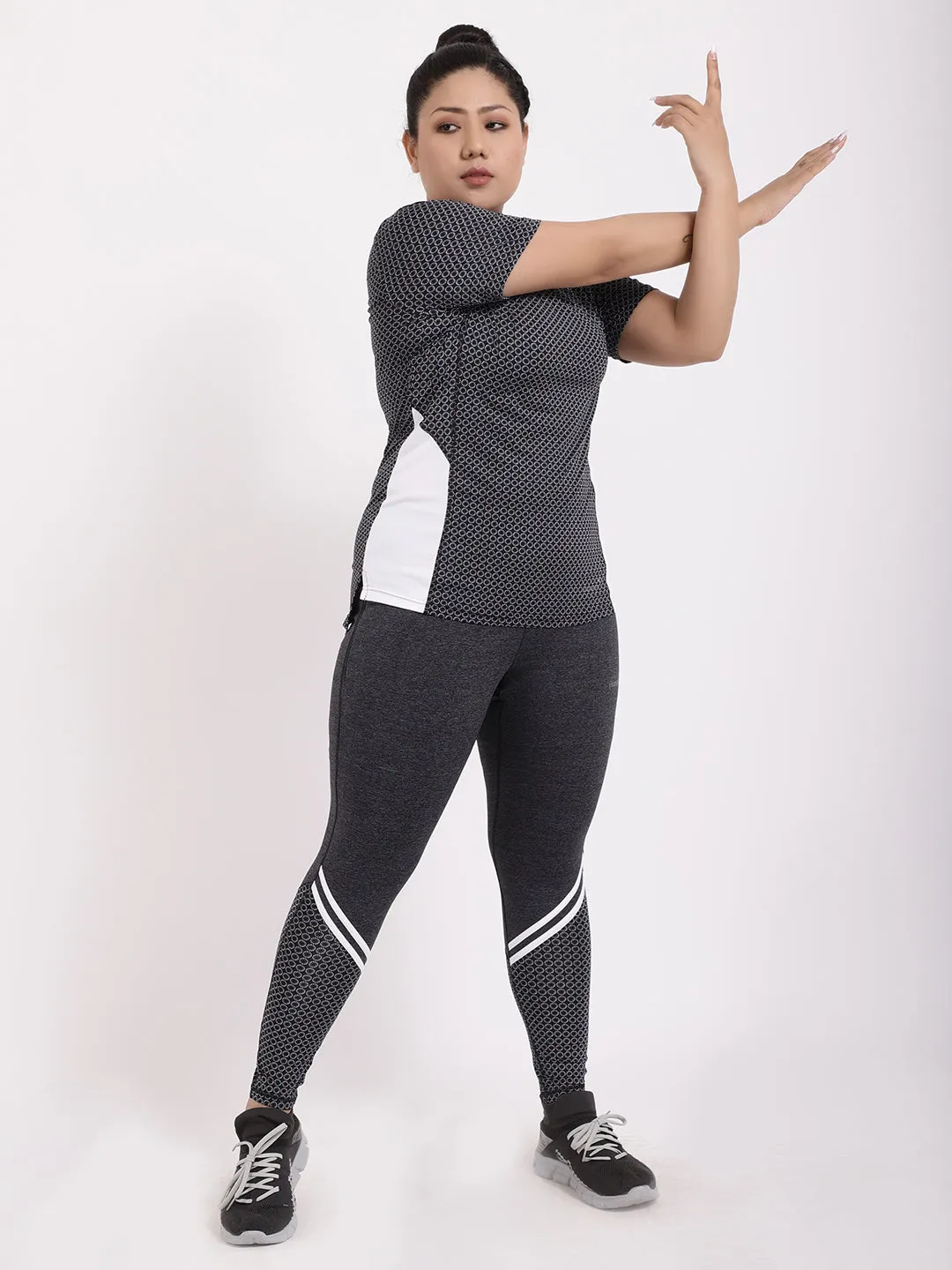 Grey Melange Print Style Diva Leggings
