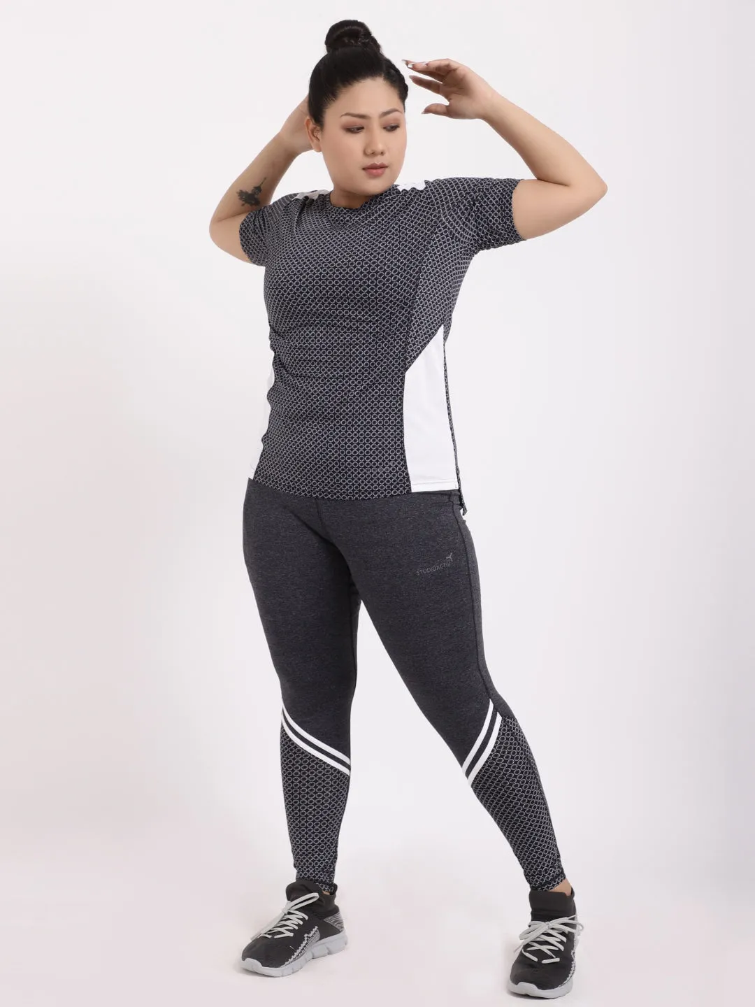 Grey Melange Print Style Diva Leggings