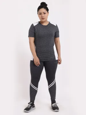 Grey Melange Print Style Diva Leggings
