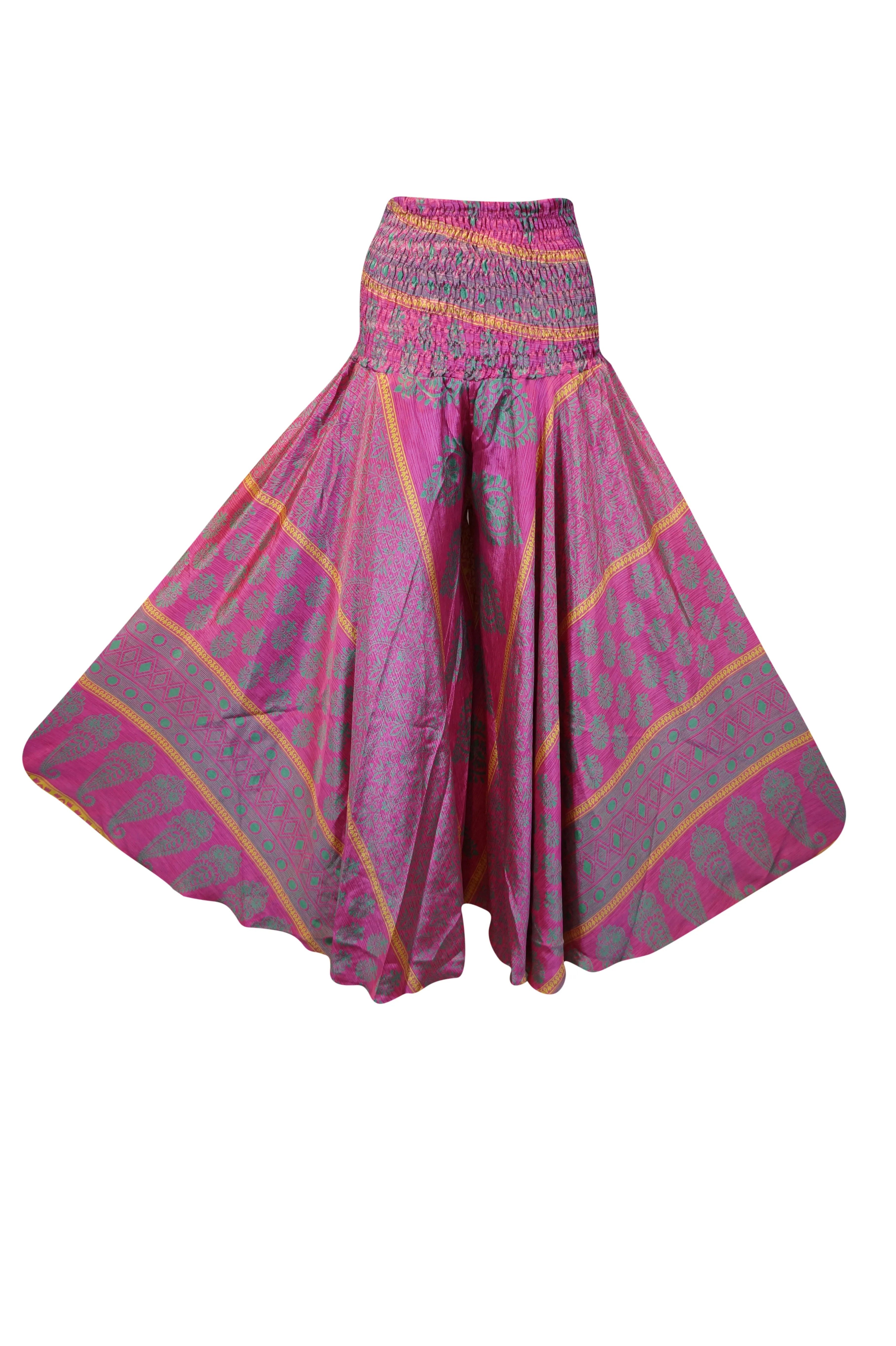 Handcrafted Dark Pink Boho Floral Palazzo Pants – Gracefully Flowing, Airy & Boho-Chic SM