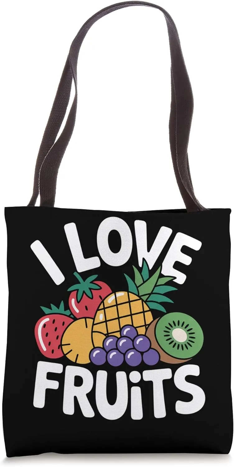 I Love Fruits Fresh Tropical Kiwi Strawberry Tote Bag