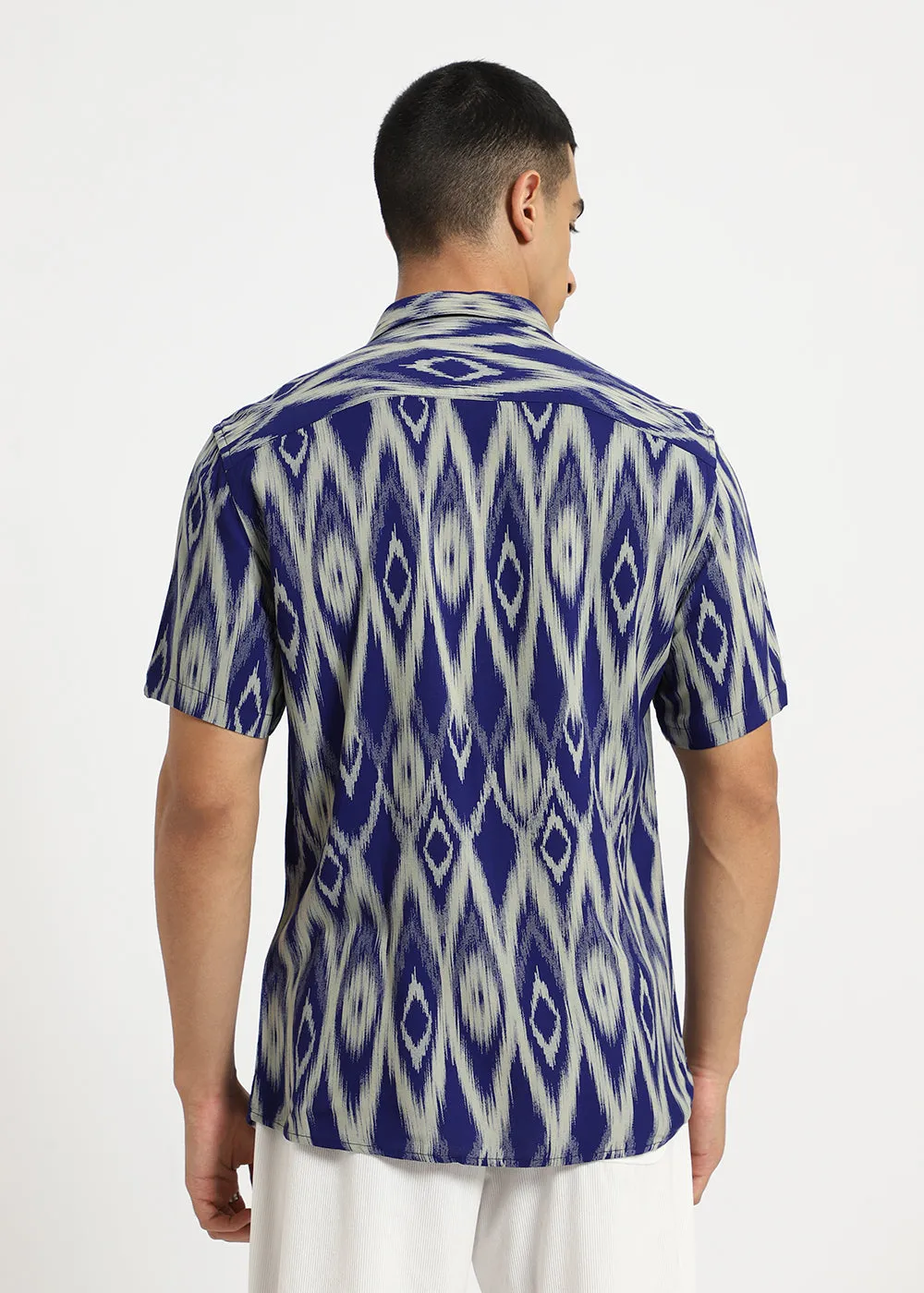 Ikat Blue Feather Shirt