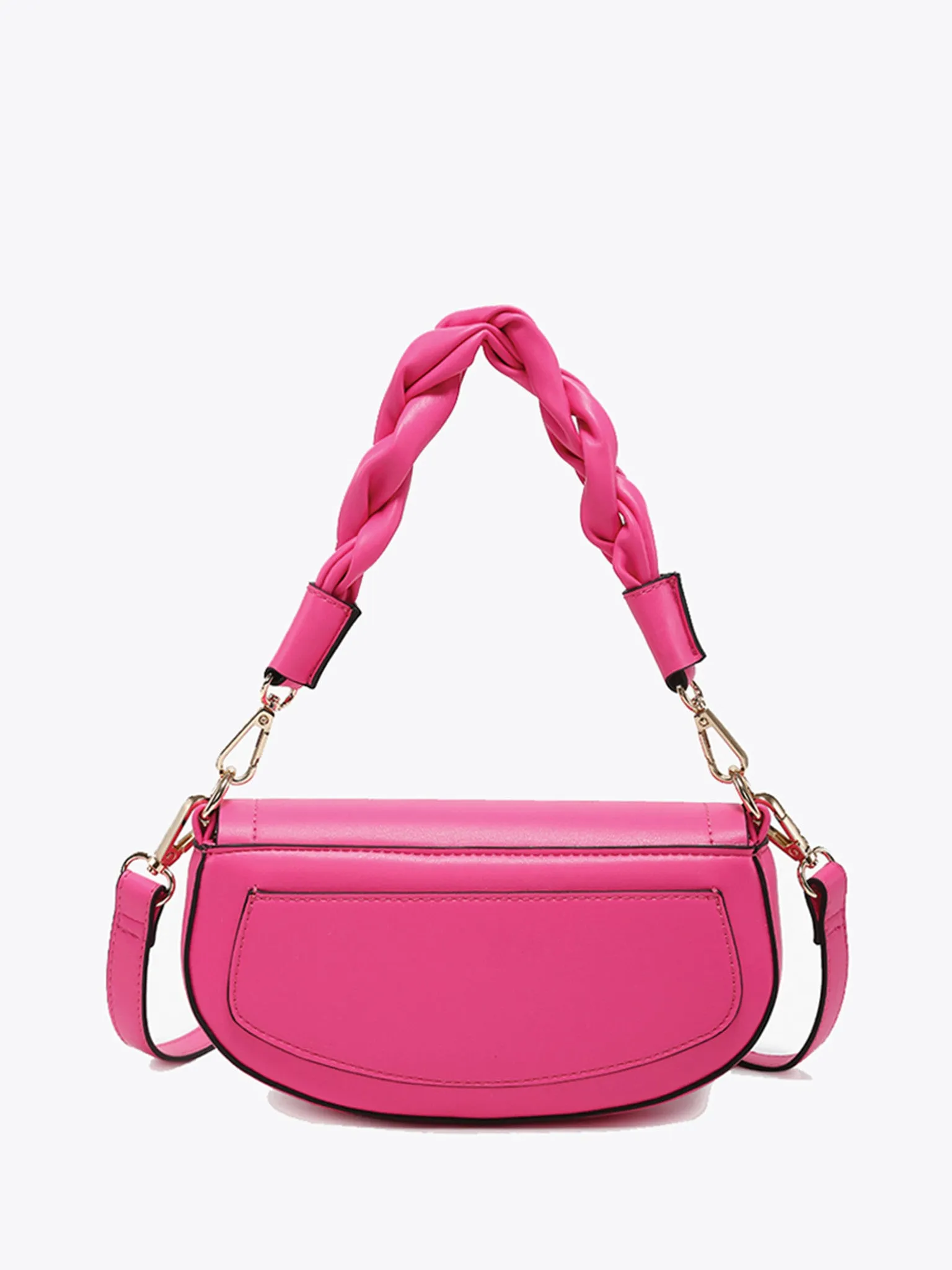 Jen & Co. Nylah Flapover Crossbody Bag with Braided Handle  Hot Pink
