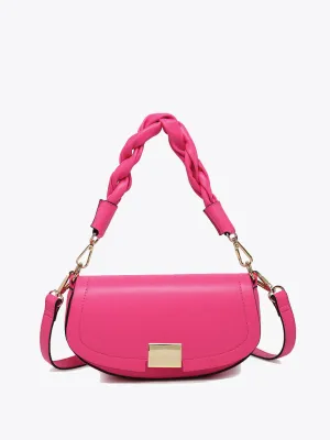 Jen & Co. Nylah Flapover Crossbody Bag with Braided Handle  Hot Pink