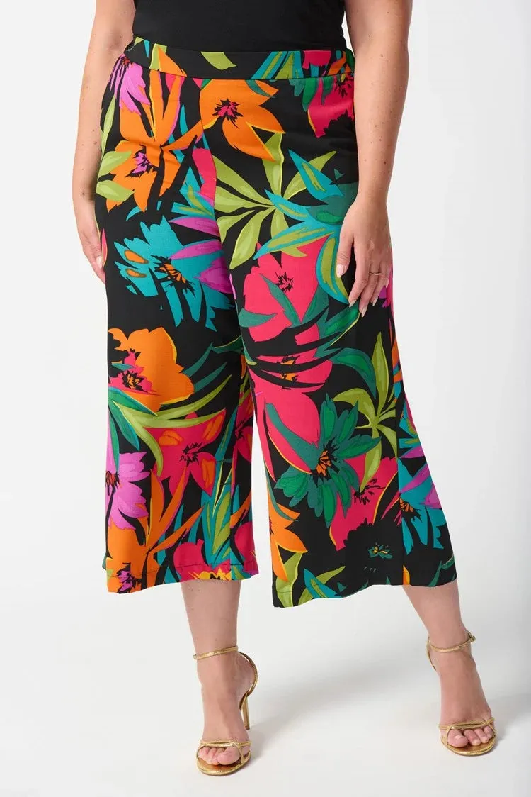 Joseph Ribkoff Gauze Tropical Print Culotte Pants