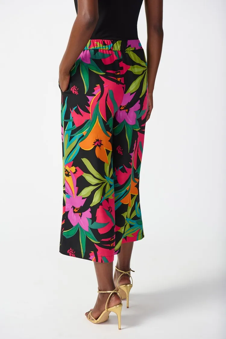 Joseph Ribkoff Gauze Tropical Print Culotte Pants
