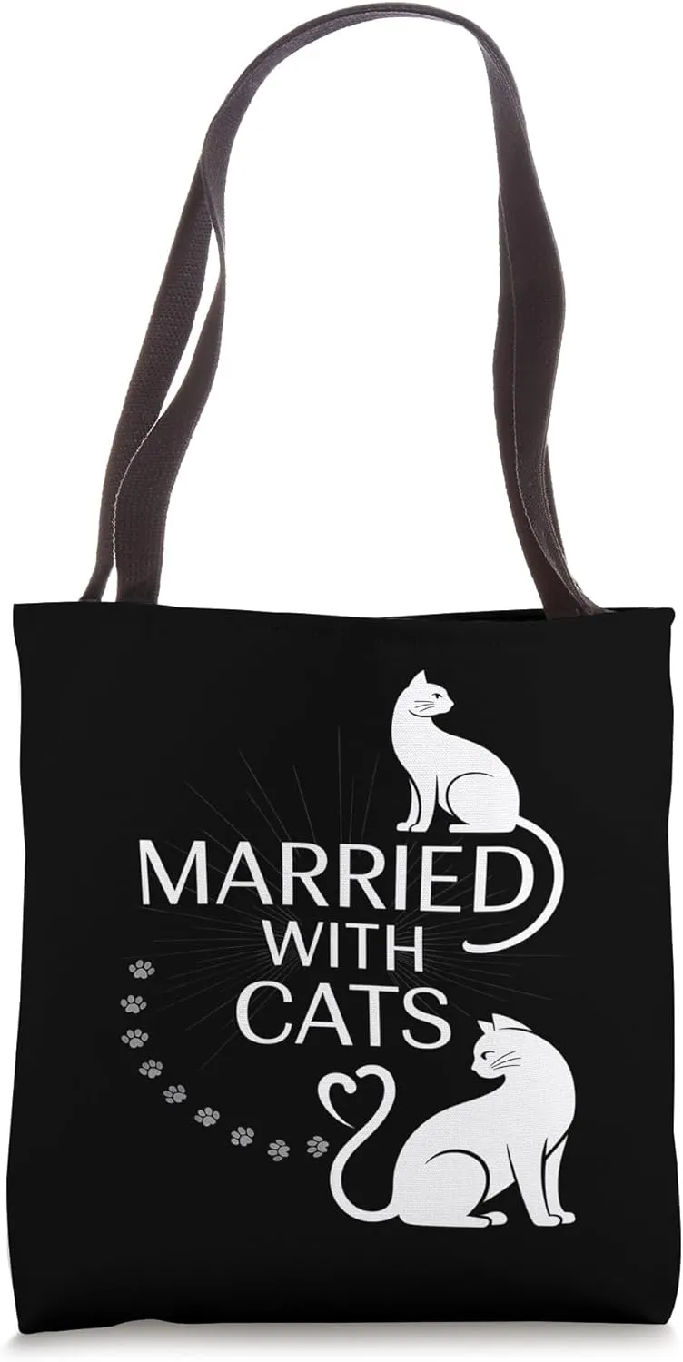 Just Meowied Fresh Married Cats Married Couple Funny Cats Tote Bag