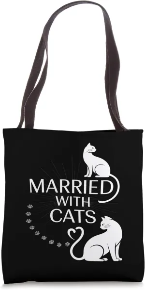 Just Meowied Fresh Married Cats Married Couple Funny Cats Tote Bag