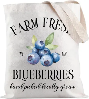JXGZSO Blueberries Merch Farm Fresh Blueberries Tote Bag Fruit Seller Gift Blueberries Lovers Gift Fruit Lovers Gift