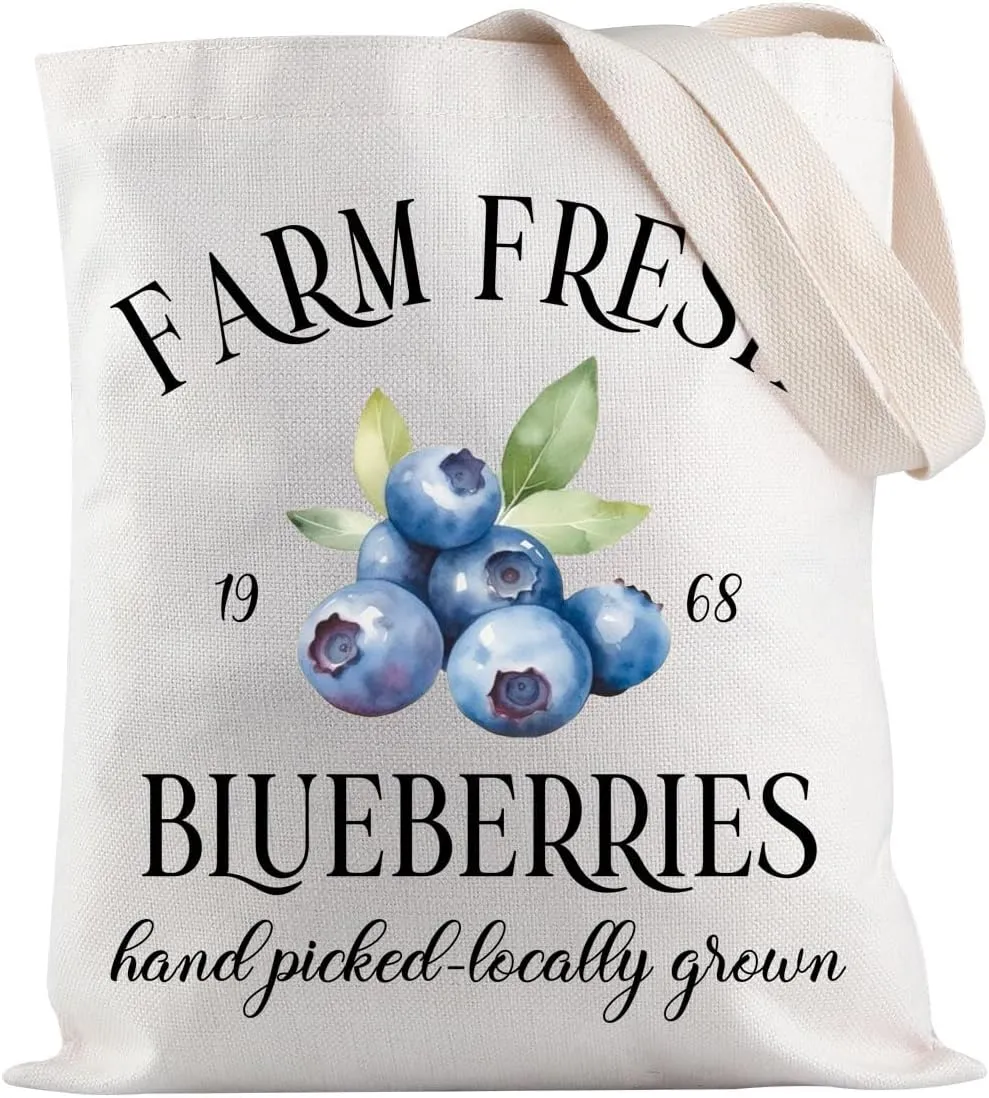 JXGZSO Blueberries Merch Farm Fresh Blueberries Tote Bag Fruit Seller Gift Blueberries Lovers Gift Fruit Lovers Gift