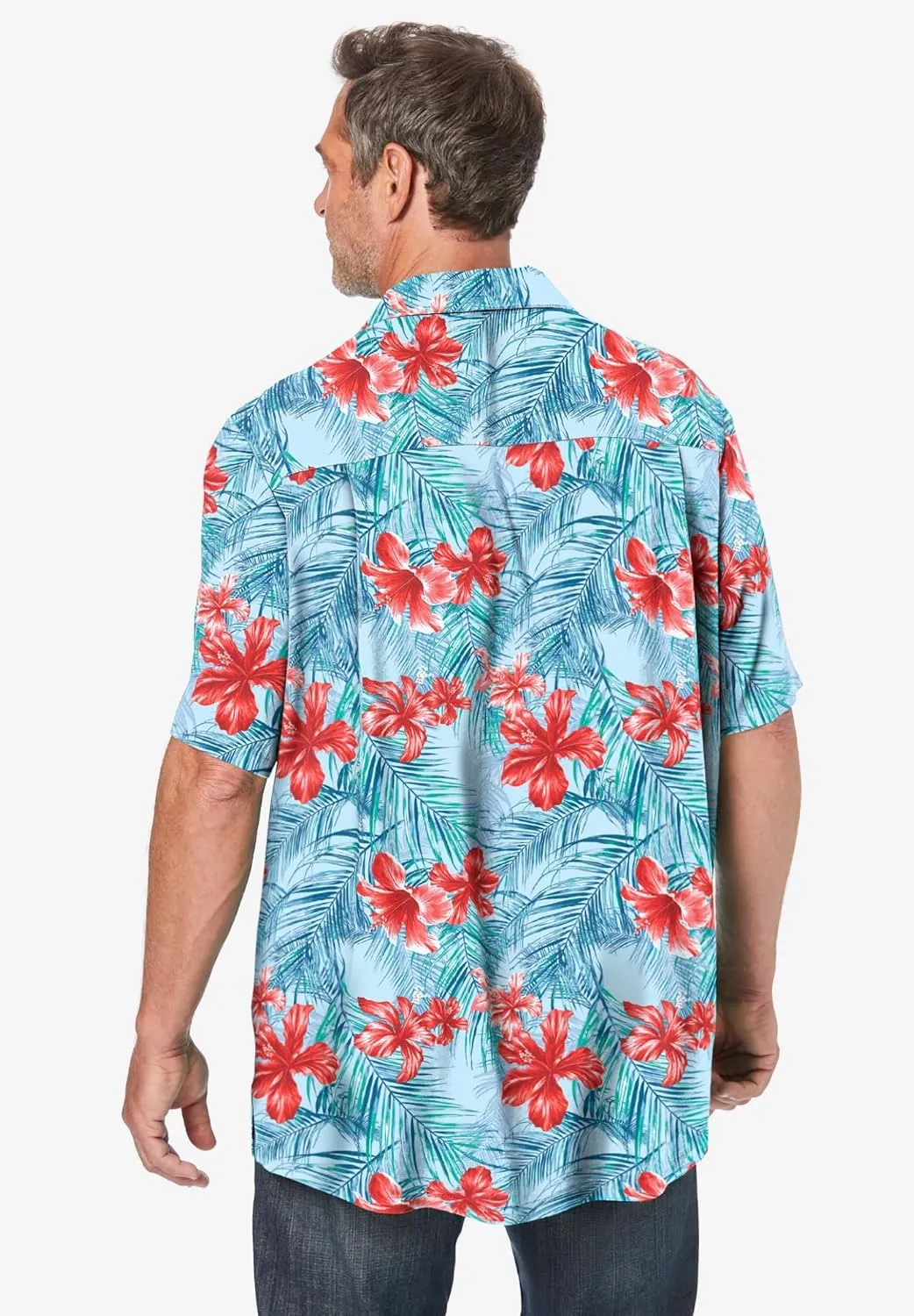 KS Island Men's Big & Tall Tropical Rayon Short-Sleeve Shirt