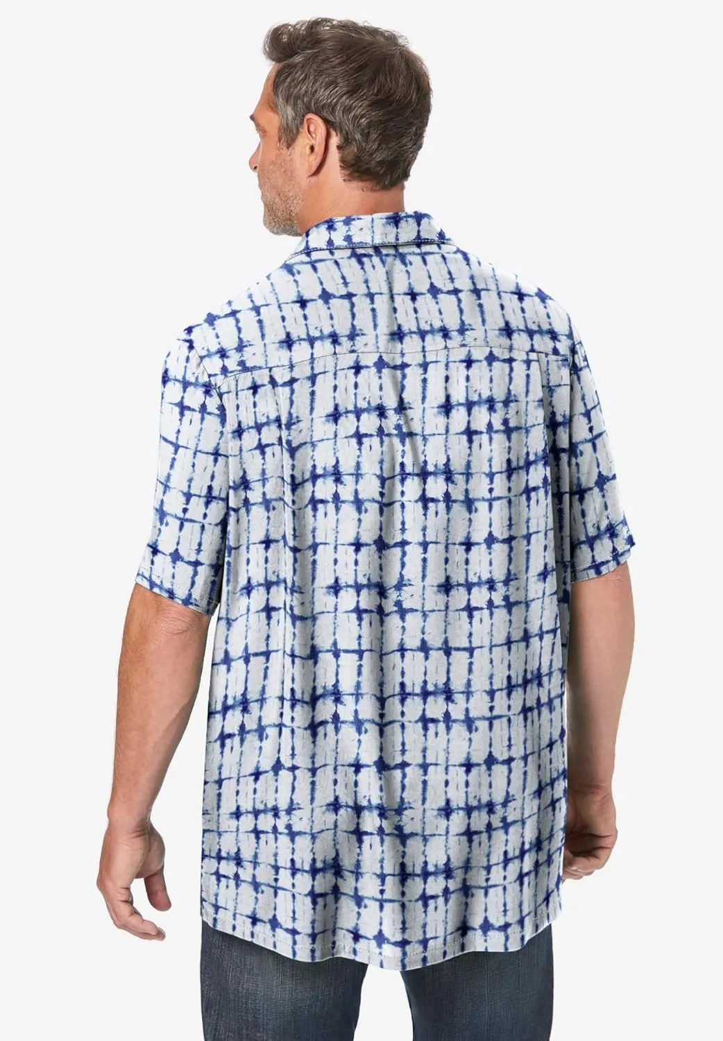 KS Island Men's Big & Tall Tropical Rayon Short-Sleeve Shirt