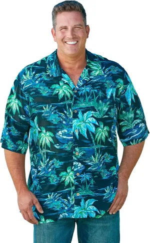 KS Island Men's Big & Tall Tropical Rayon Short-Sleeve Shirt