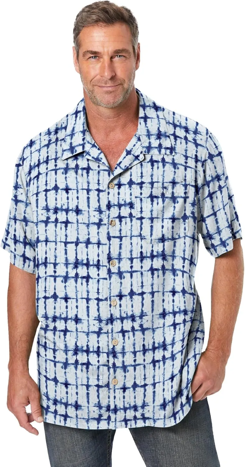 KS Island Men's Big & Tall Tropical Rayon Short-Sleeve Shirt