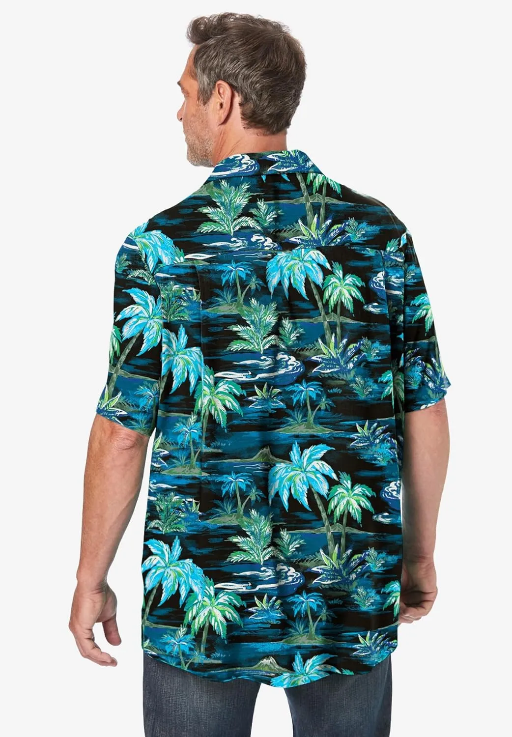 KS Island Men's Big & Tall Tropical Rayon Short-Sleeve Shirt