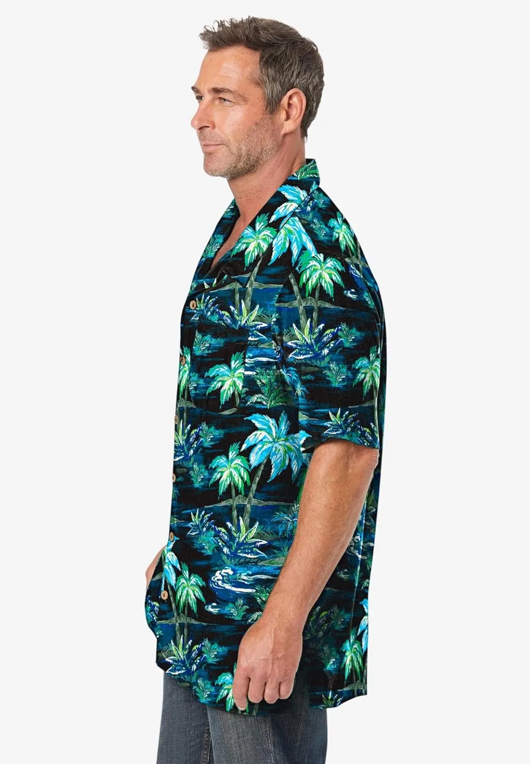 KS Island Men's Big & Tall Tropical Rayon Short-Sleeve Shirt