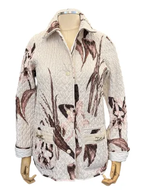 Landi Reversible Quilted Jacket Ivory w/Pink Floral/White