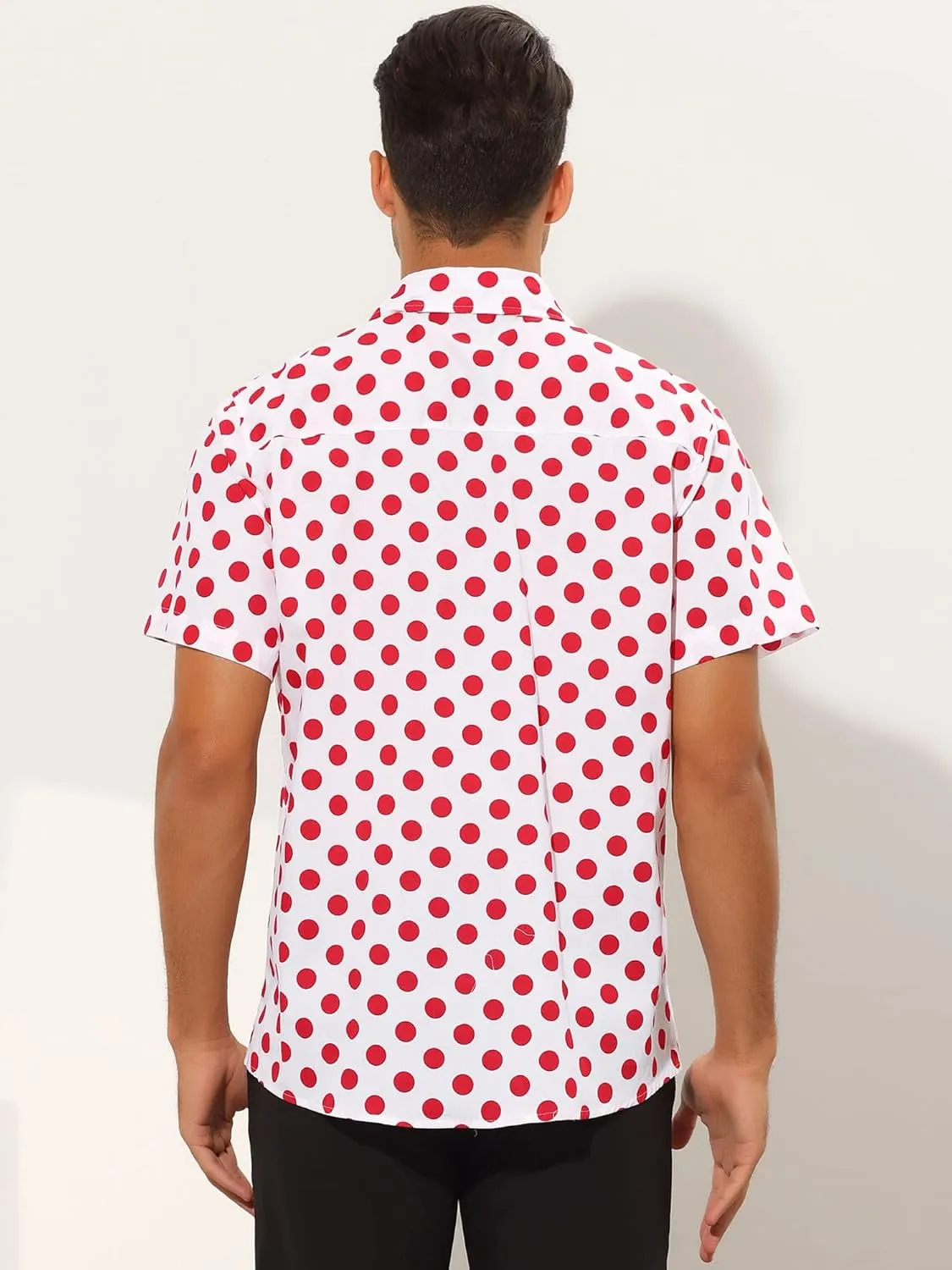 Lars Amadeus Polka Dots Dress Shirts for Men's Slim Fit Short Sleeves Button Summer Shirts