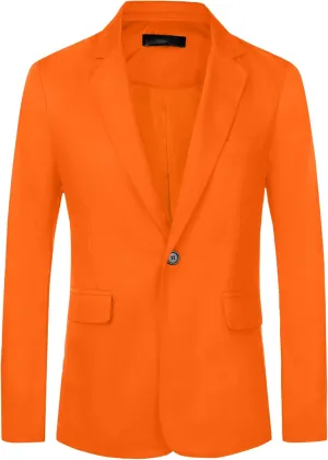 Lars Amadeus Solid Color Business Blazer for Men's One Button Notched Lapel Sports Coat Suit Jackets