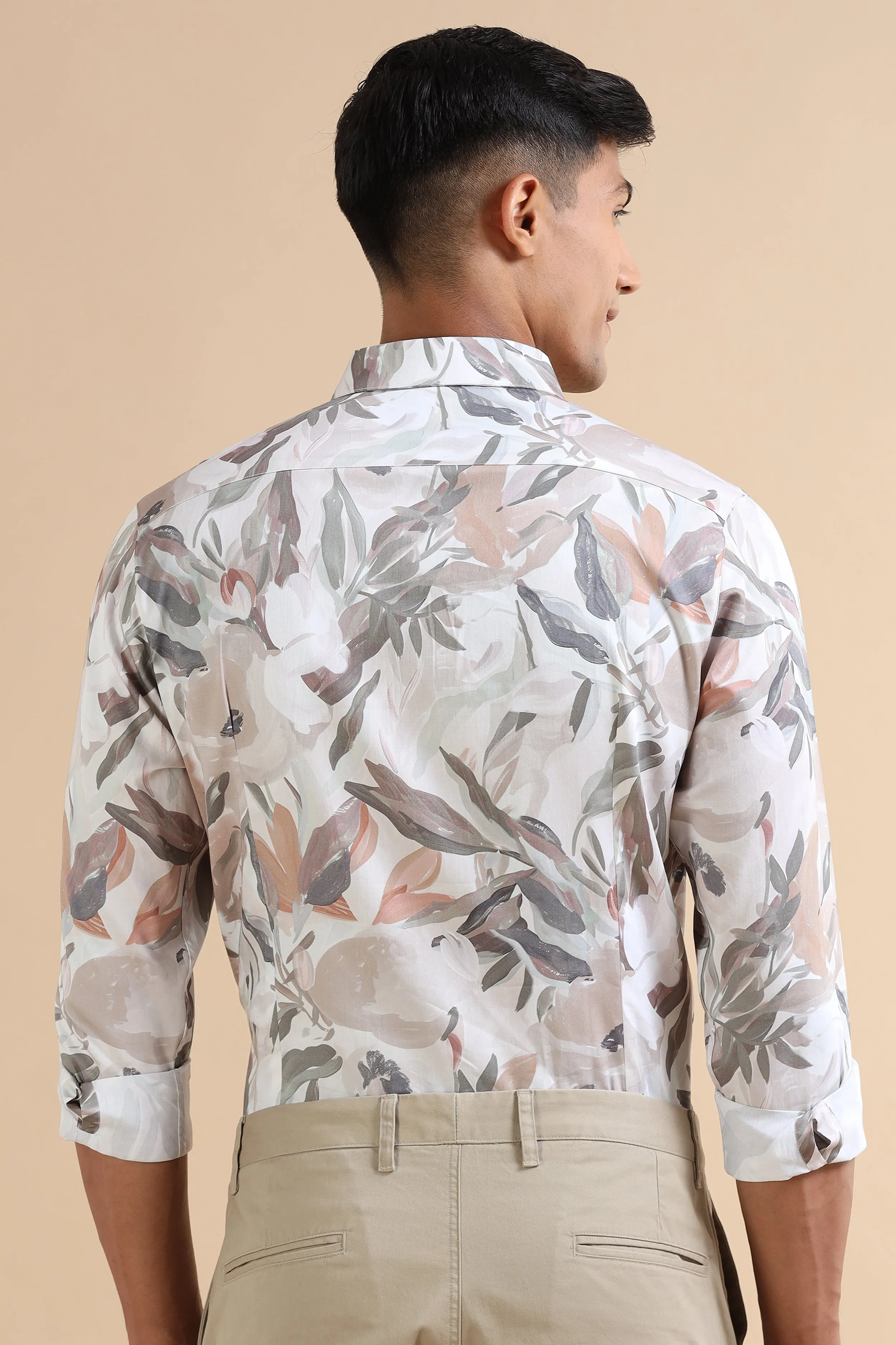 Leafy Cream Print Shirt