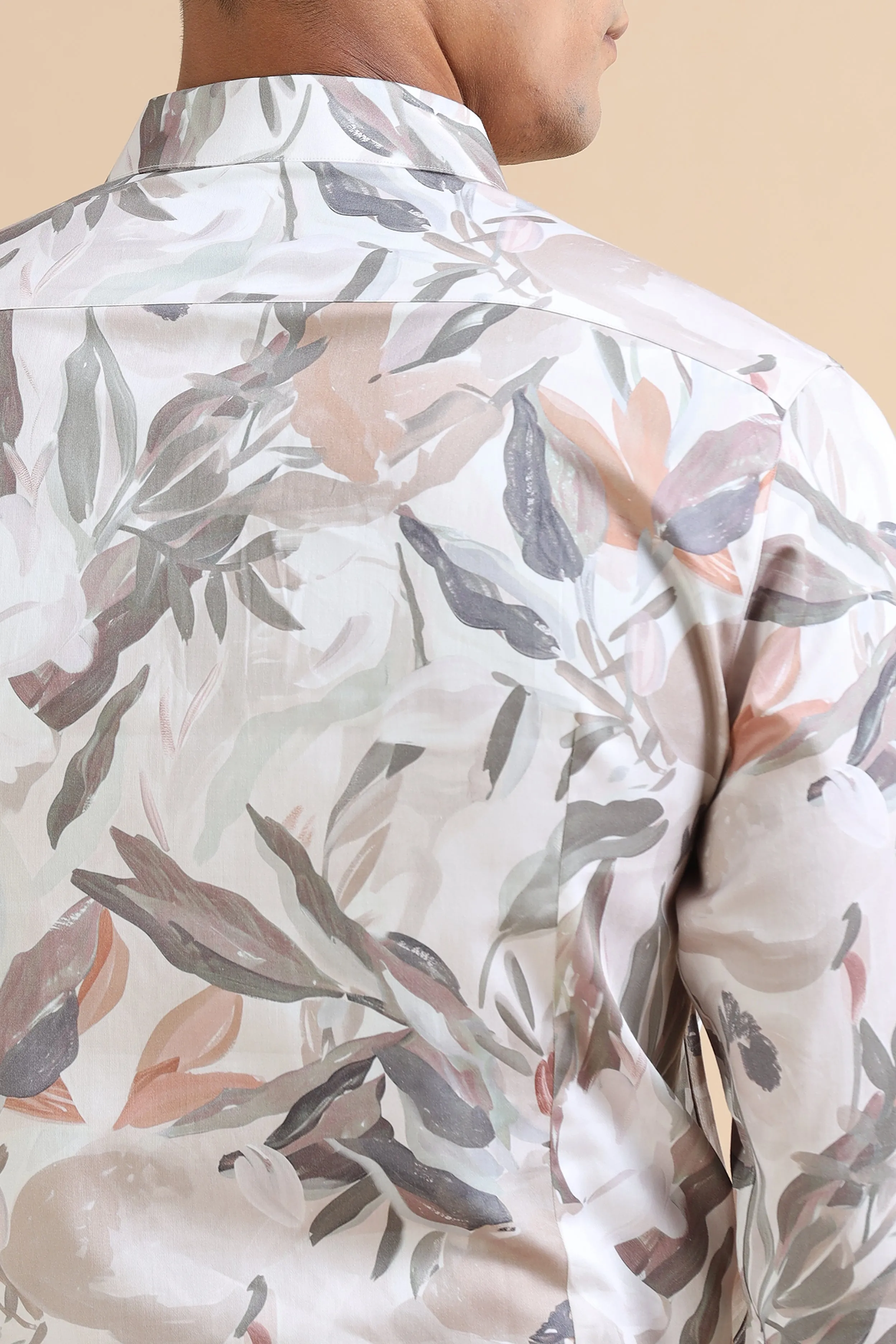 Leafy Cream Print Shirt