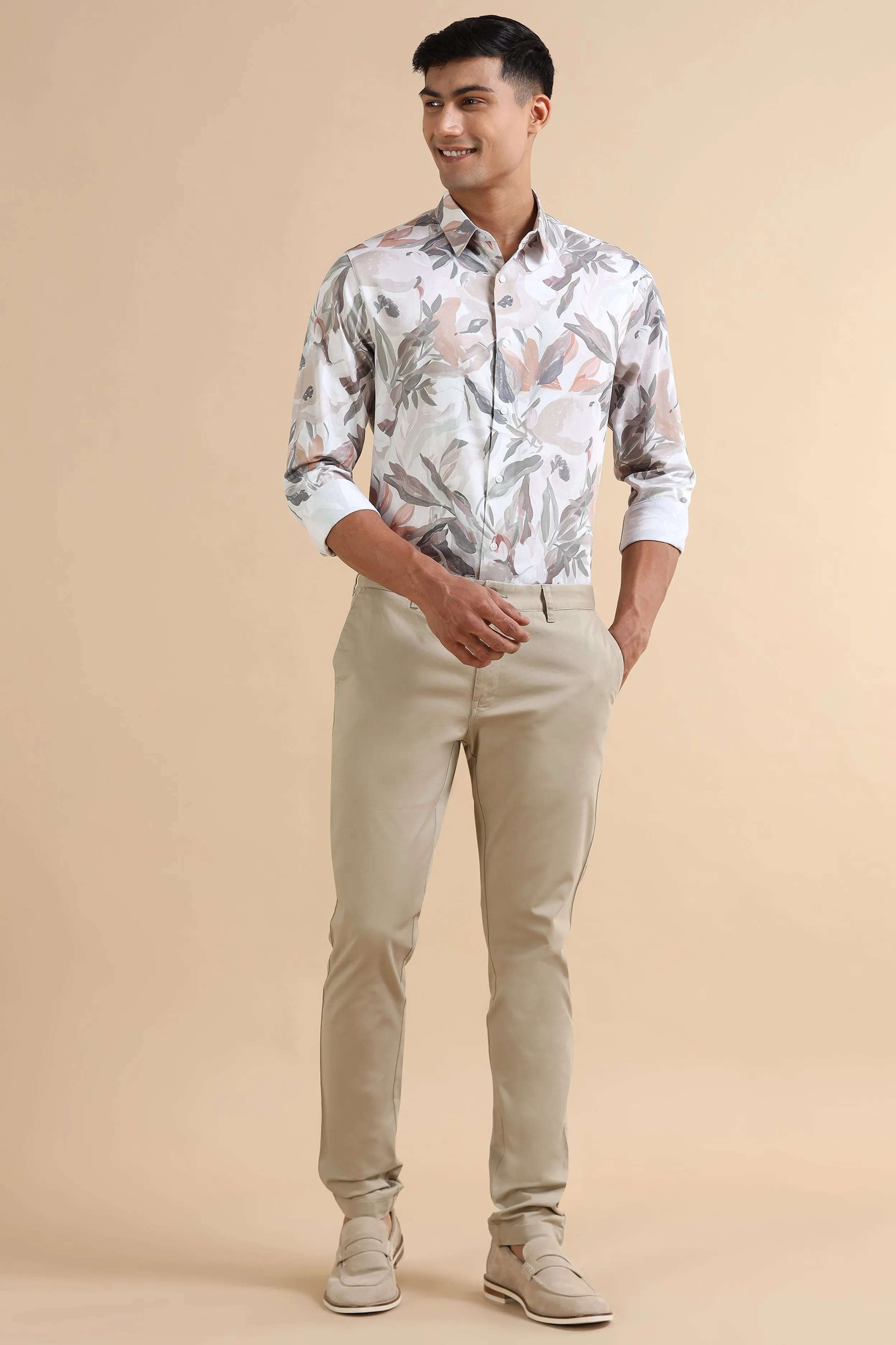 Leafy Cream Print Shirt