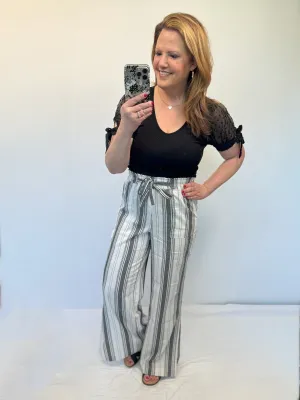Linen Pants in Black & White Stripes