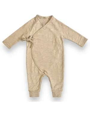 Long Sleeve Baby Flame Kimono Coverall - Wheat