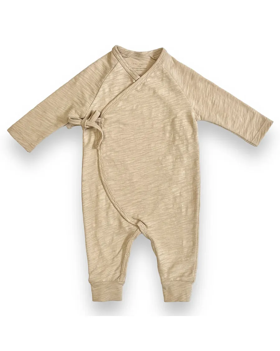 Long Sleeve Baby Flame Kimono Coverall - Wheat