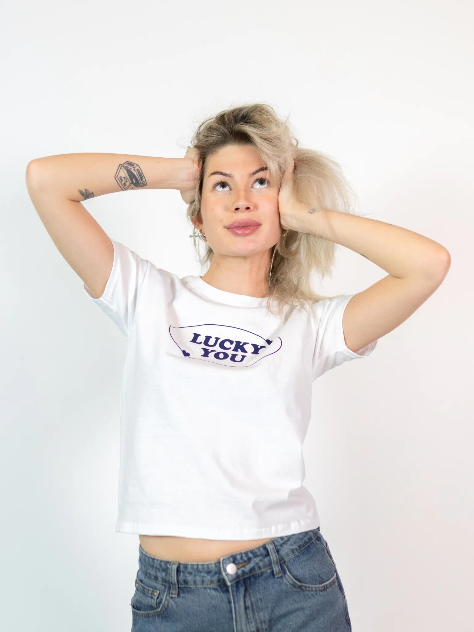 LUCKY YOU, BABY TEE - HVID