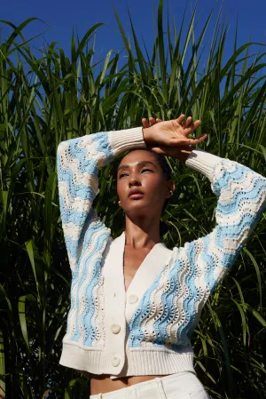 Luna Cardigan-Ivory & Robin Egg Blue